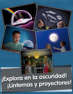 Juegos de noche con linternas y proyectores infantiles