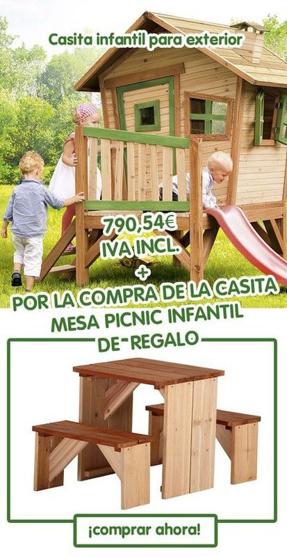 Casita  de exterior infantil con regalo ¡Aprovéchalo!