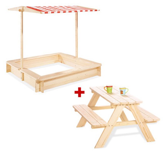 Arenero + mesa picnic infantil de exterior