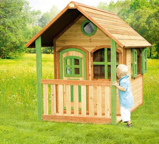 Casita de exterior infantil con porche