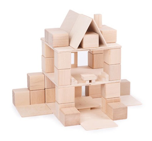 Construcción bloques de madera just blocks 68 piezas