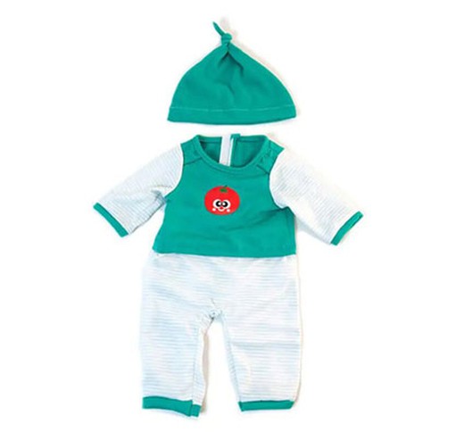 Ropa Pijama invierno verde rayas para muñeco 38 cm