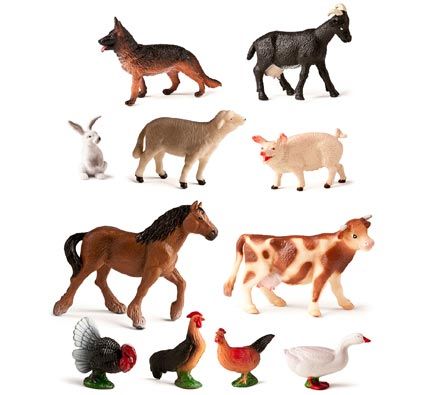 Animales de la granja lote de 11