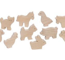 Animales de madera natural la granja