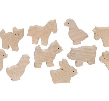 Animales de madera natural la granja