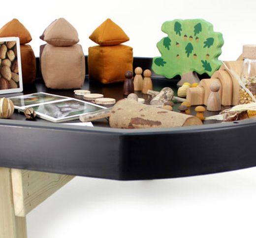 Bandeja mundo activo con soporte de madera  -Alt 40cm