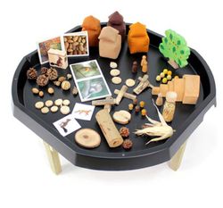 Bandeja mundo activo con soporte de madera  -Alt 55cm