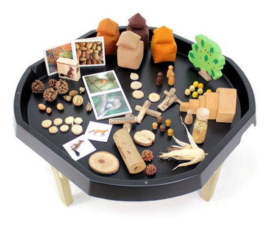 Bandeja mundo activo con soporte de madera  -Alt 55cm