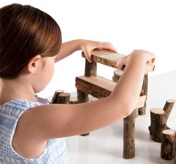 Bloques de construcción ramas de madera natural con corteza