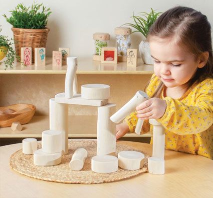 Bloques de construcción ramas de madera natural primera edad