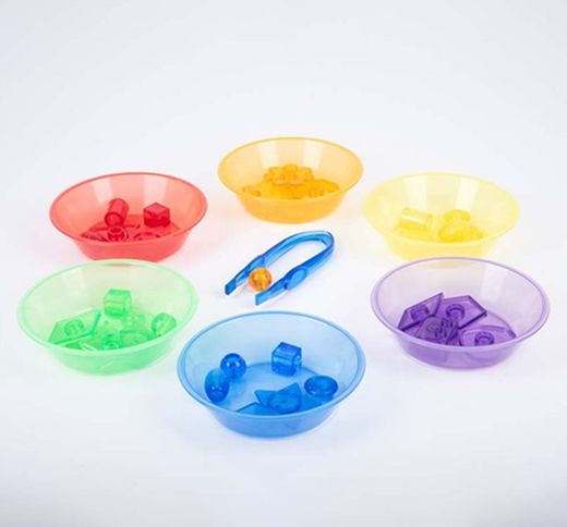 Boles traslucidos de clasificación y juego arcoíris