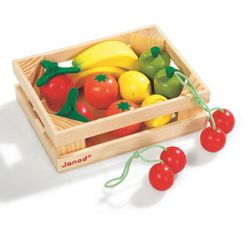 Caja de 12 frutas de madera