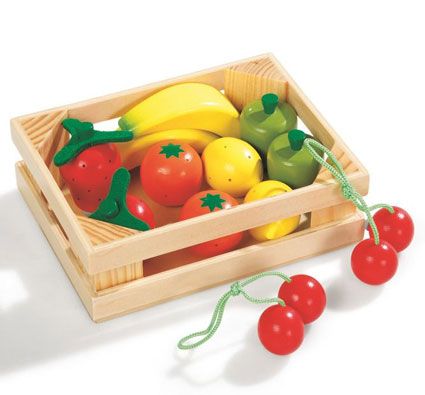 Caja de 12 frutas de madera
