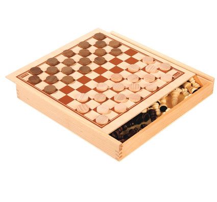 Caja de damas y ajedrez