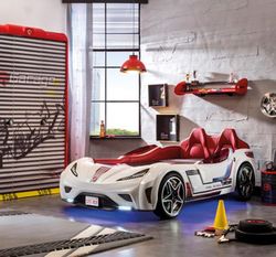 Cama coche infantil gts 100x190 blanca