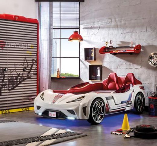 Cama coche infantil gts 100x190 blanca