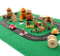 Carretera de coches flexible forma puzzle