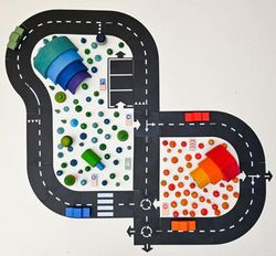 Carretera de coches flexible forma puzzle