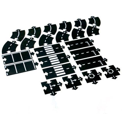 Carretera de coches flexible forma puzzle