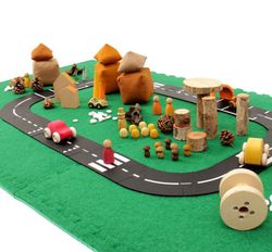 Carretera de coches flexible forma puzzle