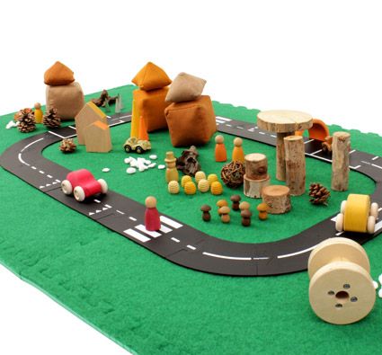 Carretera de coches flexible forma puzzle