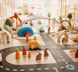 Carretera de coches flexible forma puzzle