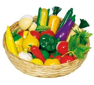 Cesta frutas y hortalizas de madera infantil