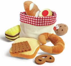 Cesta pan y pasteles en tela