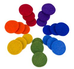 Círculos de fieltro Arcoíris Waldorf tamaños.
