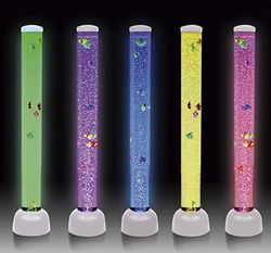 Columna de luz con burbujas y peces