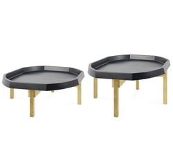 Conjunto de 2 bandejas mundo activo con soportes de madera dos alturas