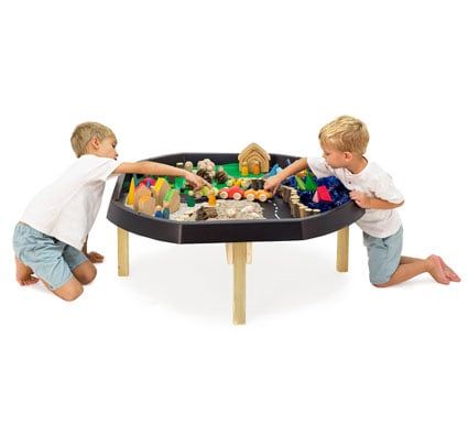 Conjunto de 2 bandejas mundo activo con soportes de madera dos alturas