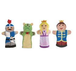 Conjunto de cuatro marionetas los cuentos princesa y dragón
