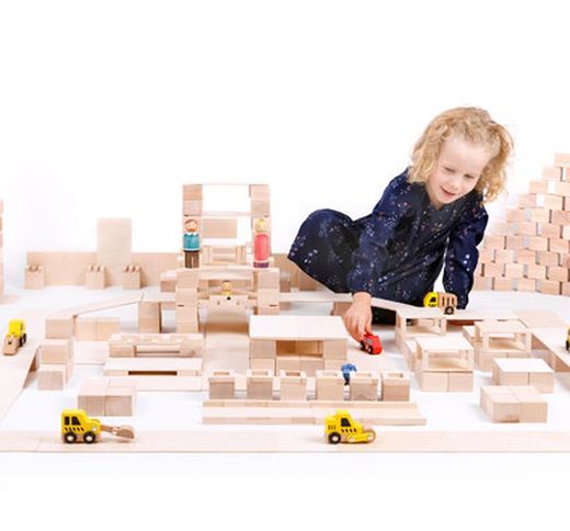 Construcción bloques de madera just blocks 160 piezas