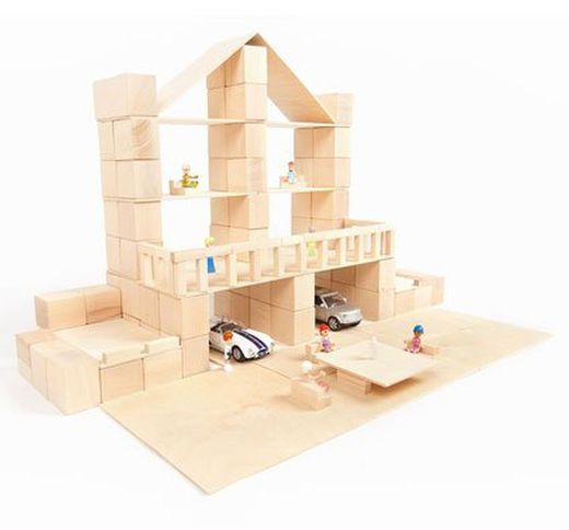 Construcción bloques de madera just blocks 160 piezas