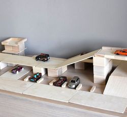 Construcción bloques de madera just blocks 68 piezas