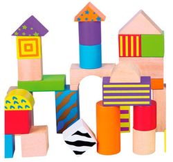 Construcción de madera pequeños blocks decorados