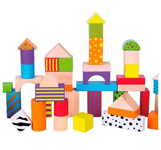 Construcción de madera pequeños blocks decorados