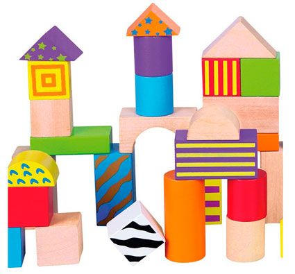 Construcción de madera pequeños blocks decorados