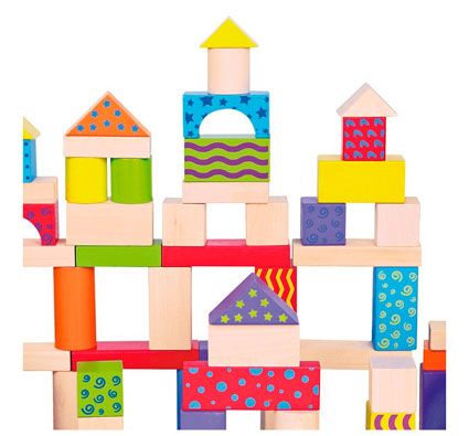 Construcción de madera pequeños blocks decorados