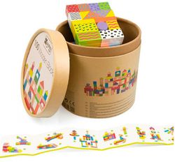 Construcción de madera pequeños blocks decorados