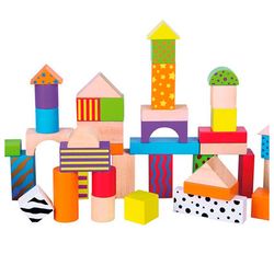 Construcción de madera pequeños blocks decorados