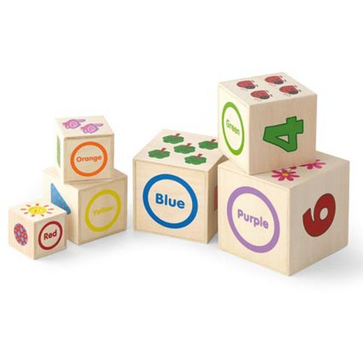 Cubos de aprendizaje apilables madera