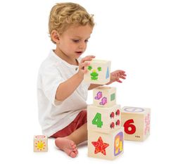 Cubos de aprendizaje apilables madera