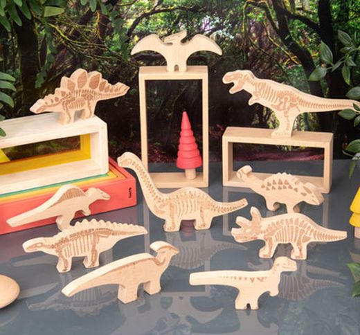 Dinosaurios bloques de madera