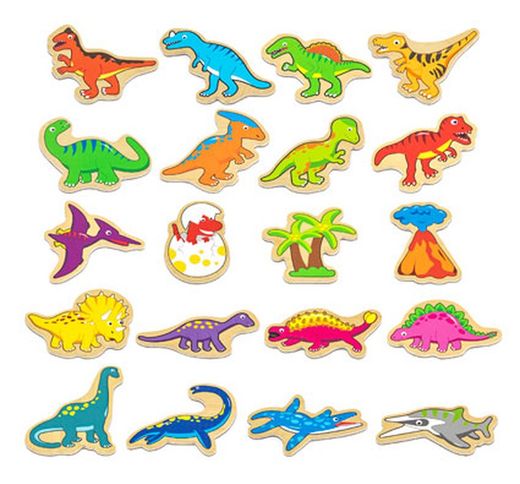 Dinosaurios magnéticos de madera
