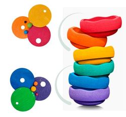 Discos y bolas Grimm´s para bloques Stapelstein colores clasicos cálidos