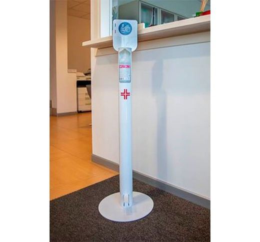 Dispensador de pie con pedal para gel hidroalcohólico + 1 botella de gel 500ml incluido - Blanco