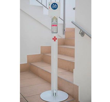 Dispensador de pie con pedal para gel hidroalcohólico + 1 botella de gel 500ml incluido - Blanco