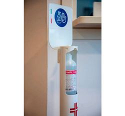Dispensador de pie con pedal para gel hidroalcohólico + 1 botella de gel 500ml incluido - Blanco
